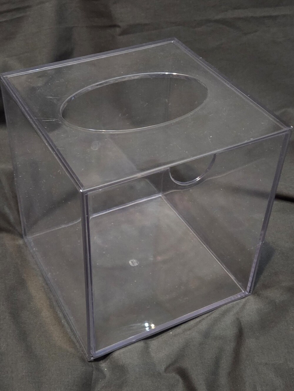 Acrylic Square Tissue Glove Box w Pull Out Drawer 6x5.5x5.5"